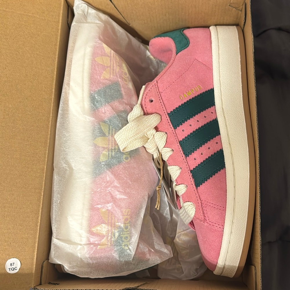 Adidas Campus Pink and Green Size 6 1/2 girls or size 8 in Women